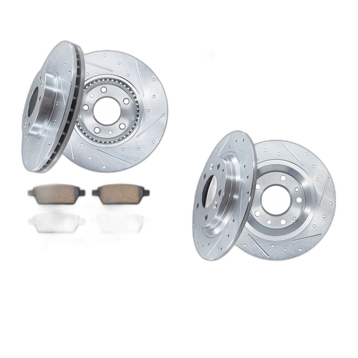 Front Rear Drilled Slotted Brake Rotors & Pads Kit for 2006-2012 FORD FUSION