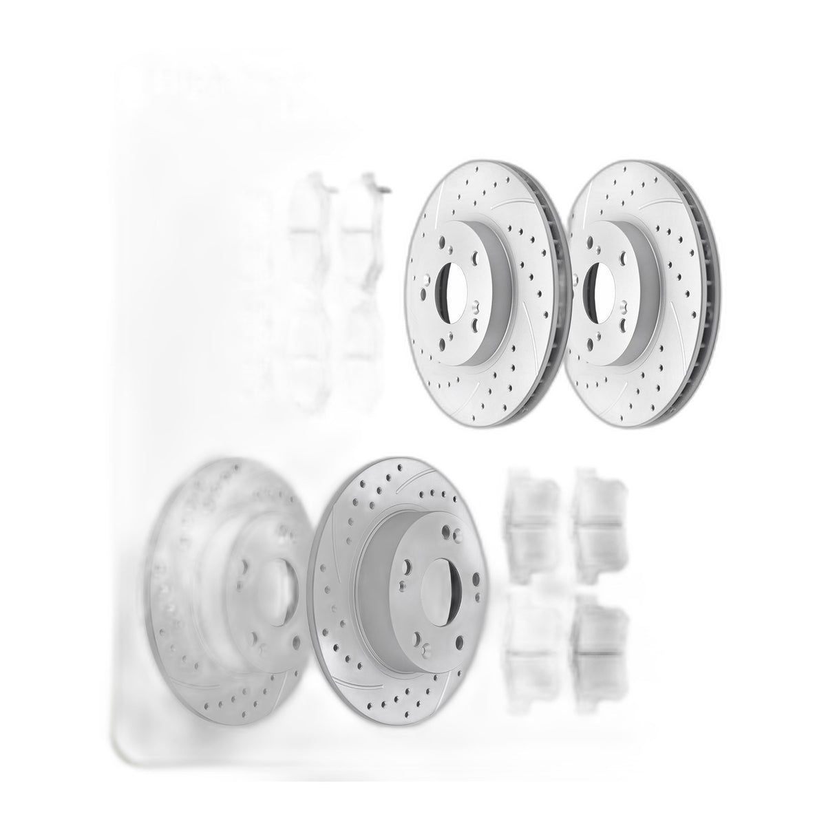Front and Rear Drilled Brake Rotors Ceramic Pads Kit for 2003-2007 Honda Accord