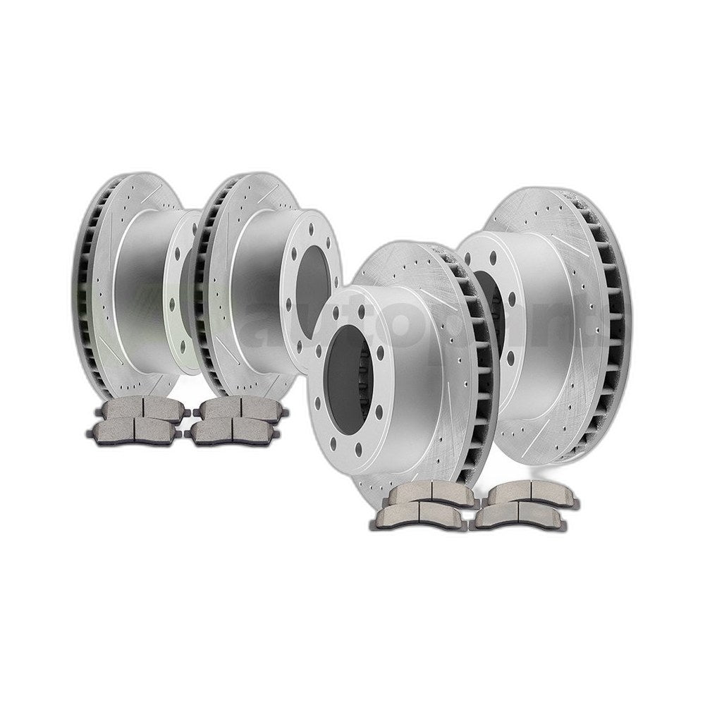 Brake Pads And Rotors Discs Front + Rear For FORD F-250 F-350 Super Duty Drilled