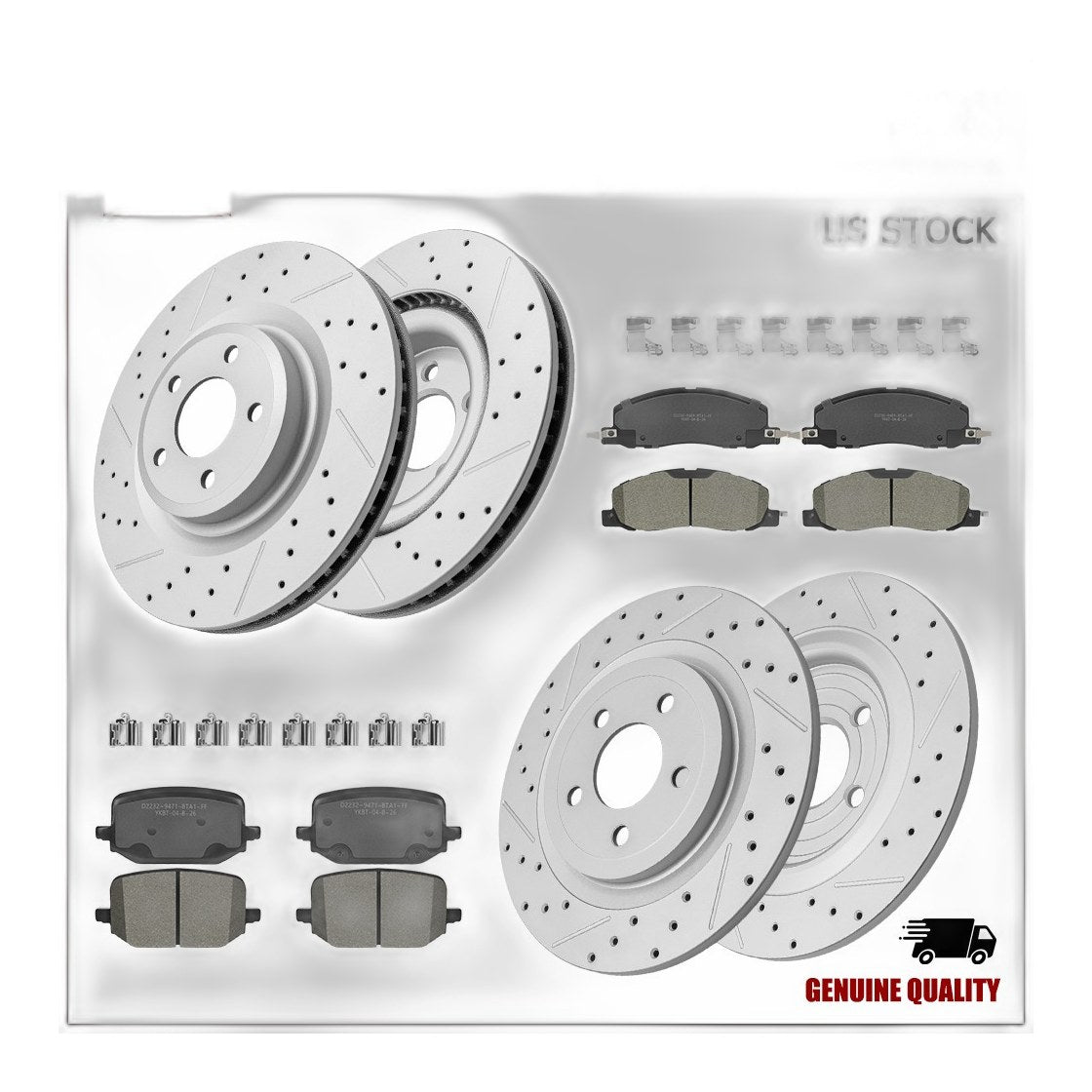 Front And Rear Drilled Rotors Ceramic Brake Pads Kit For 2020-2025 Ford Explorer