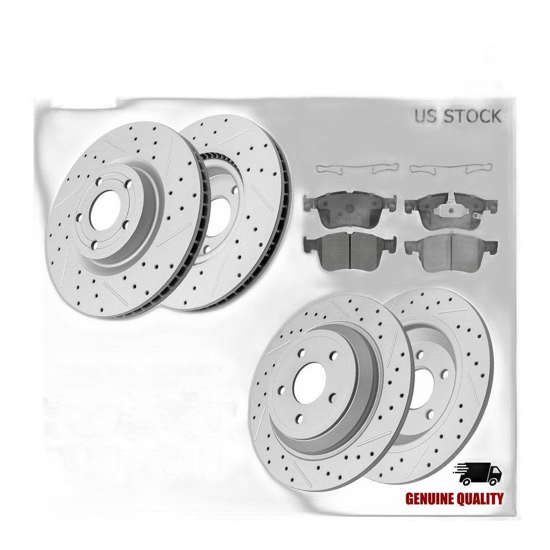 Front Rear Drilled Rotors Ceramic Brake Pads Kit For Ford Escape Bronco Sport