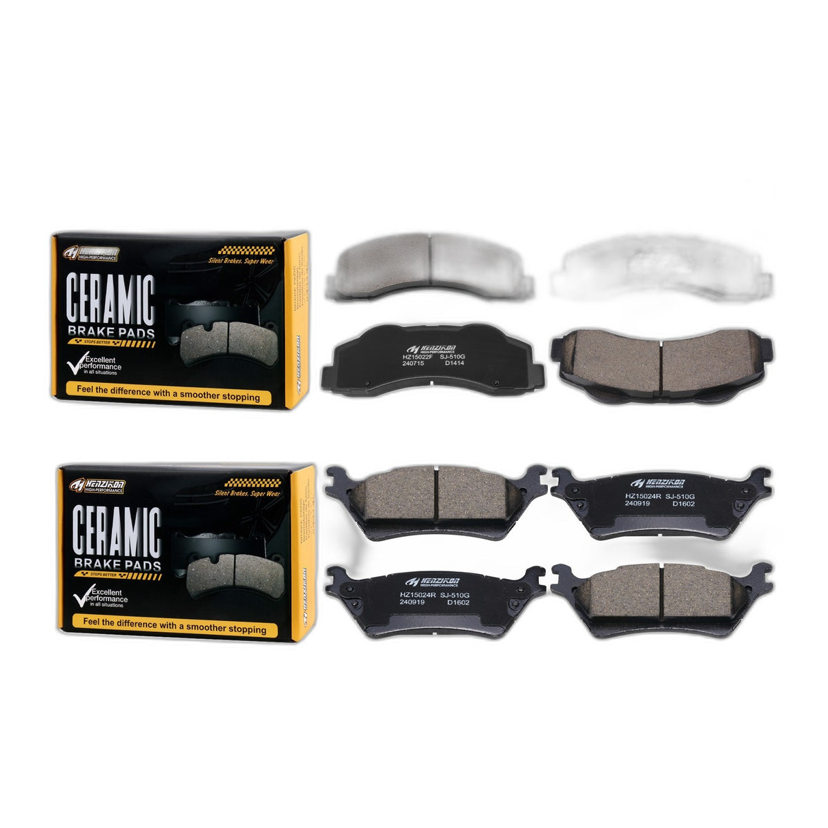 Front and Rear Ceramic Brake Pads with Hardware Kit for 2012 - 2020 Ford F-150