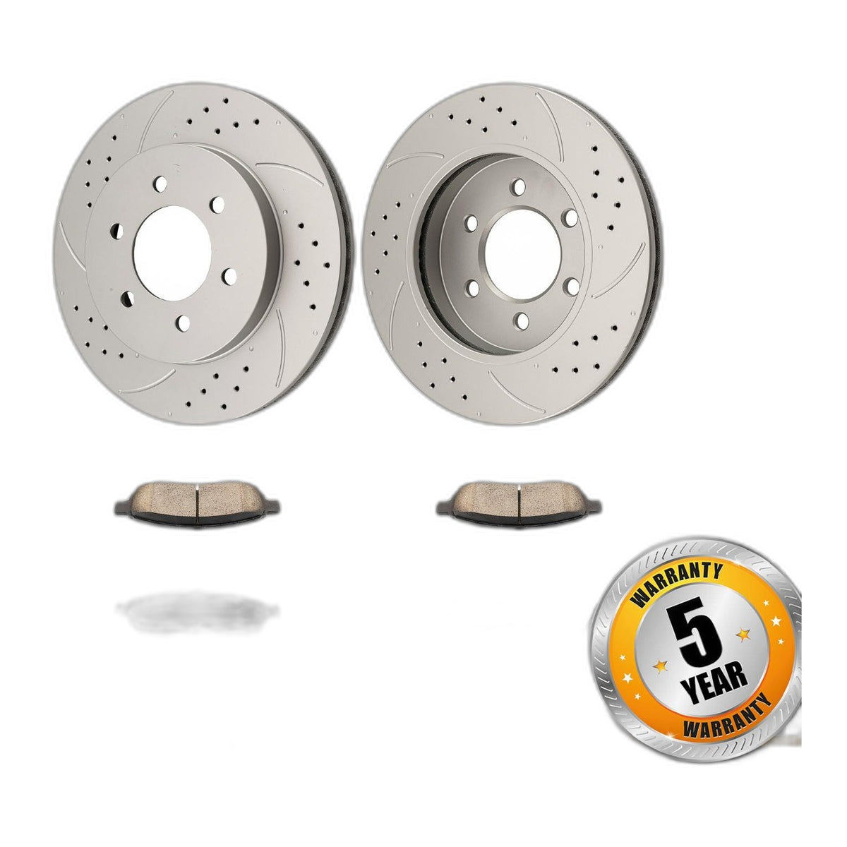Front Drilled & Slotted Brake Rotors & Pads Kit Fits 2004-2008 Ford F-150 5.4L