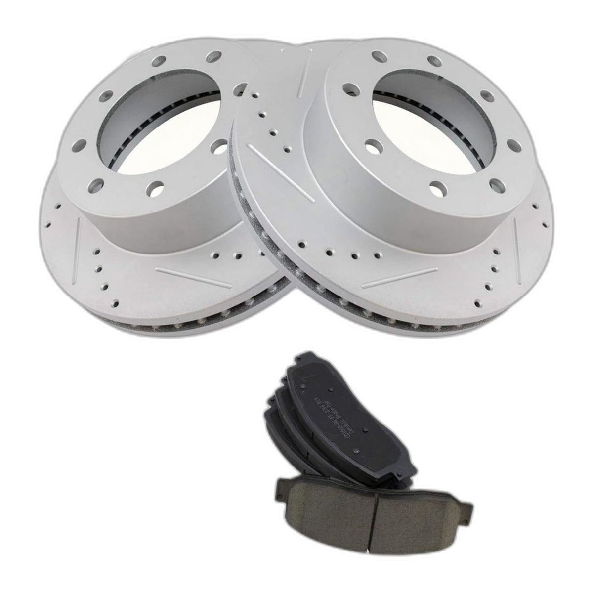 Drilled Front Rotors & Brake Pads For Ford F-250 F-350 Super Duty 2005-2012