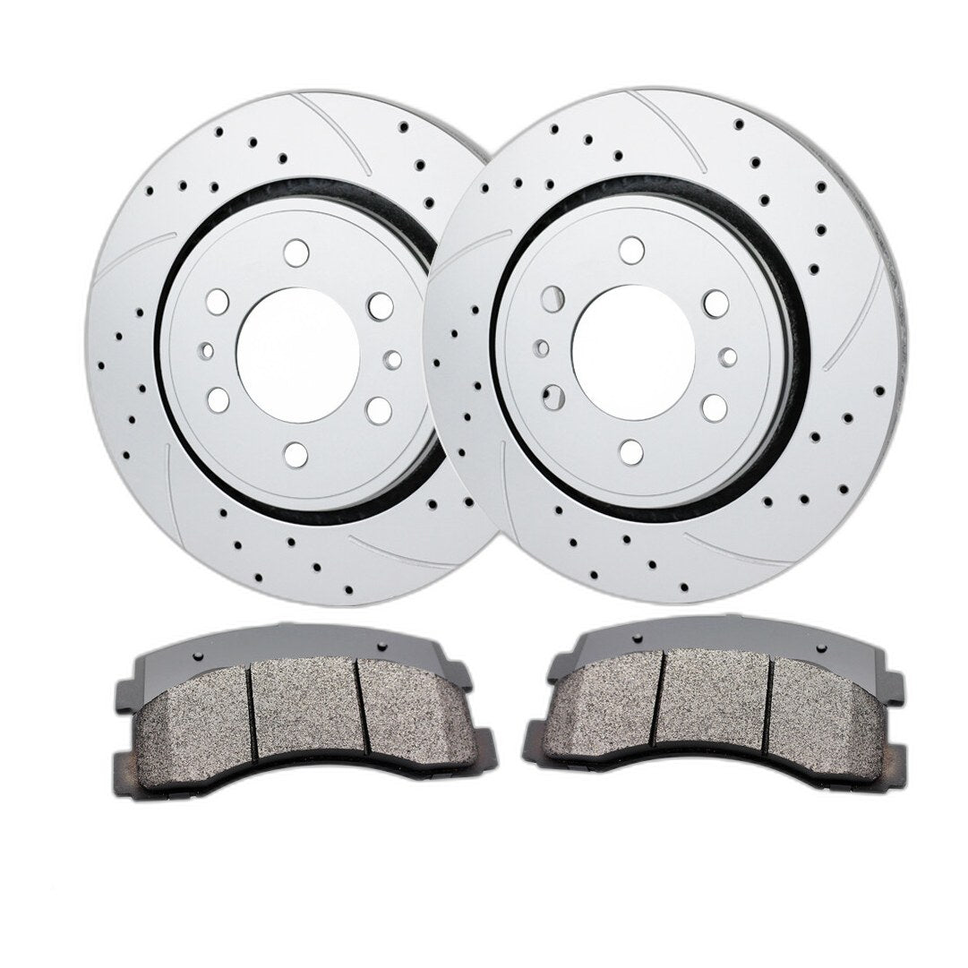 Front Drilled Brake Rotors Ceramic Pads Kit for 2010 2011 2012 - 2020 Ford F-150