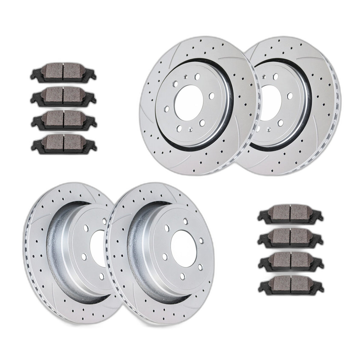 Front & Rear Brake Rotors Pads Kit for Ford F-150 2015-17 Drilled Slotted