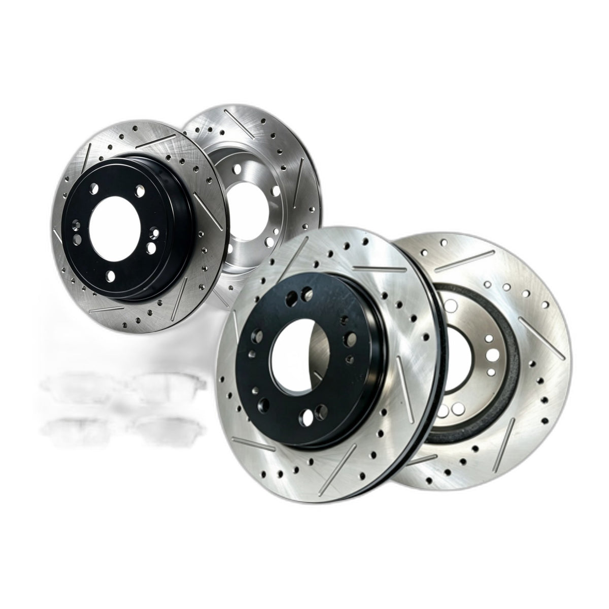 Front and Rear Drilled Rotors Brake Ceramic Pad Fits Ford Fusion 2010 2011 2012