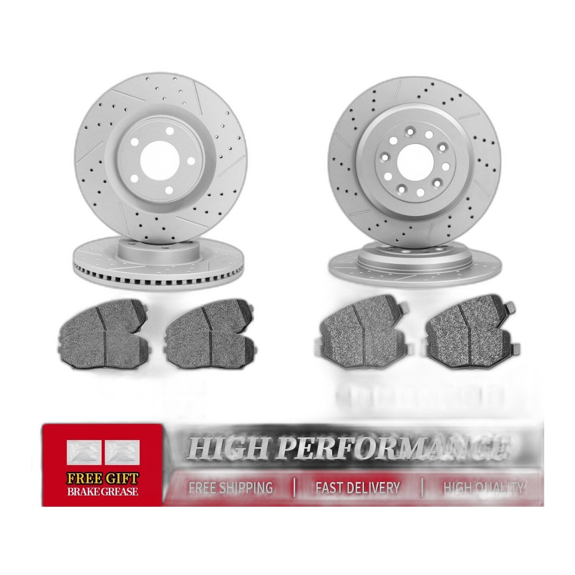 For 2011-2014 Ford Edge 2011-2015 Lincoln MKX Front and Rear Brake Rotors + Pads