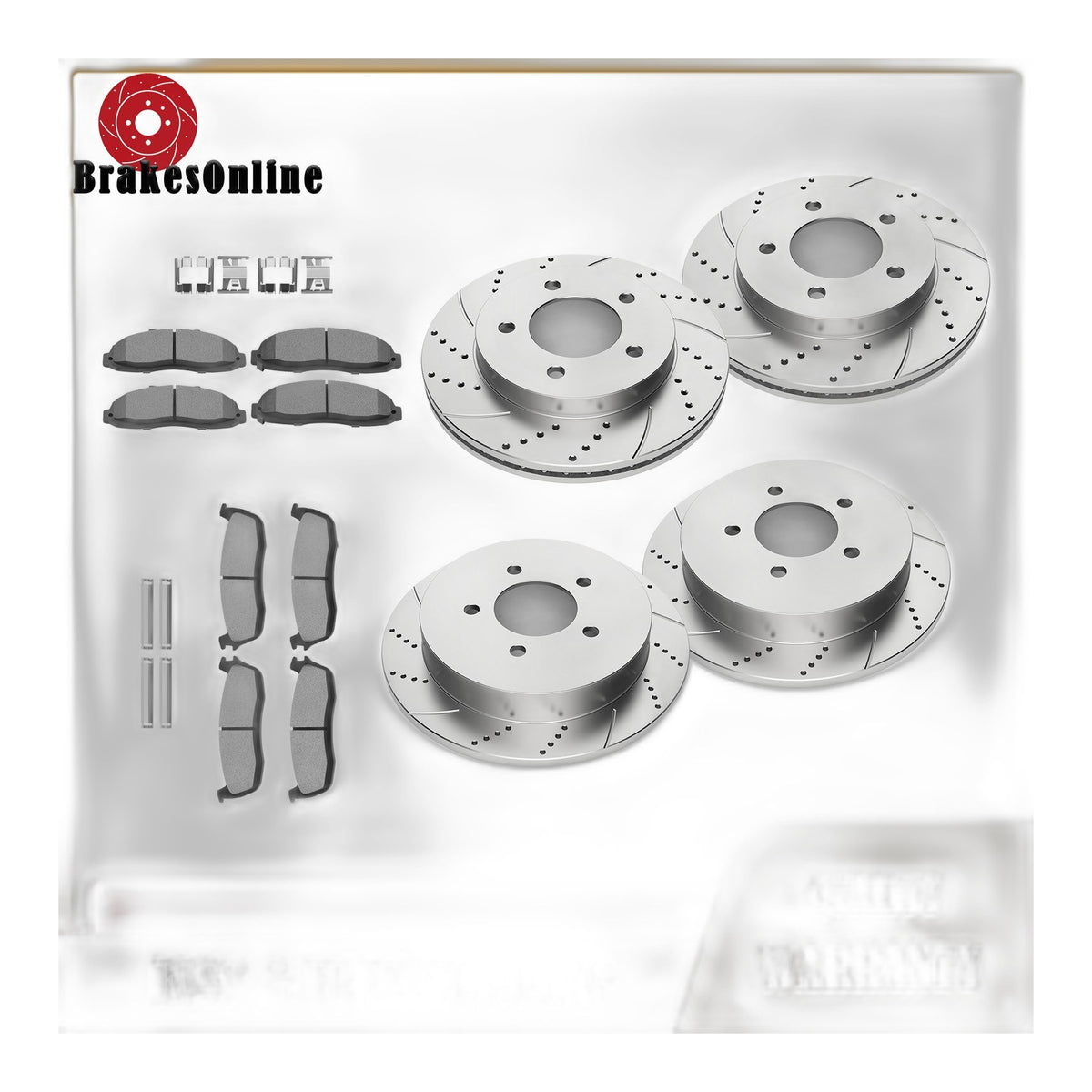 Front Rear Drilled Brake Rotors and Brakes Pads for 1999 - 2003 Ford F-150