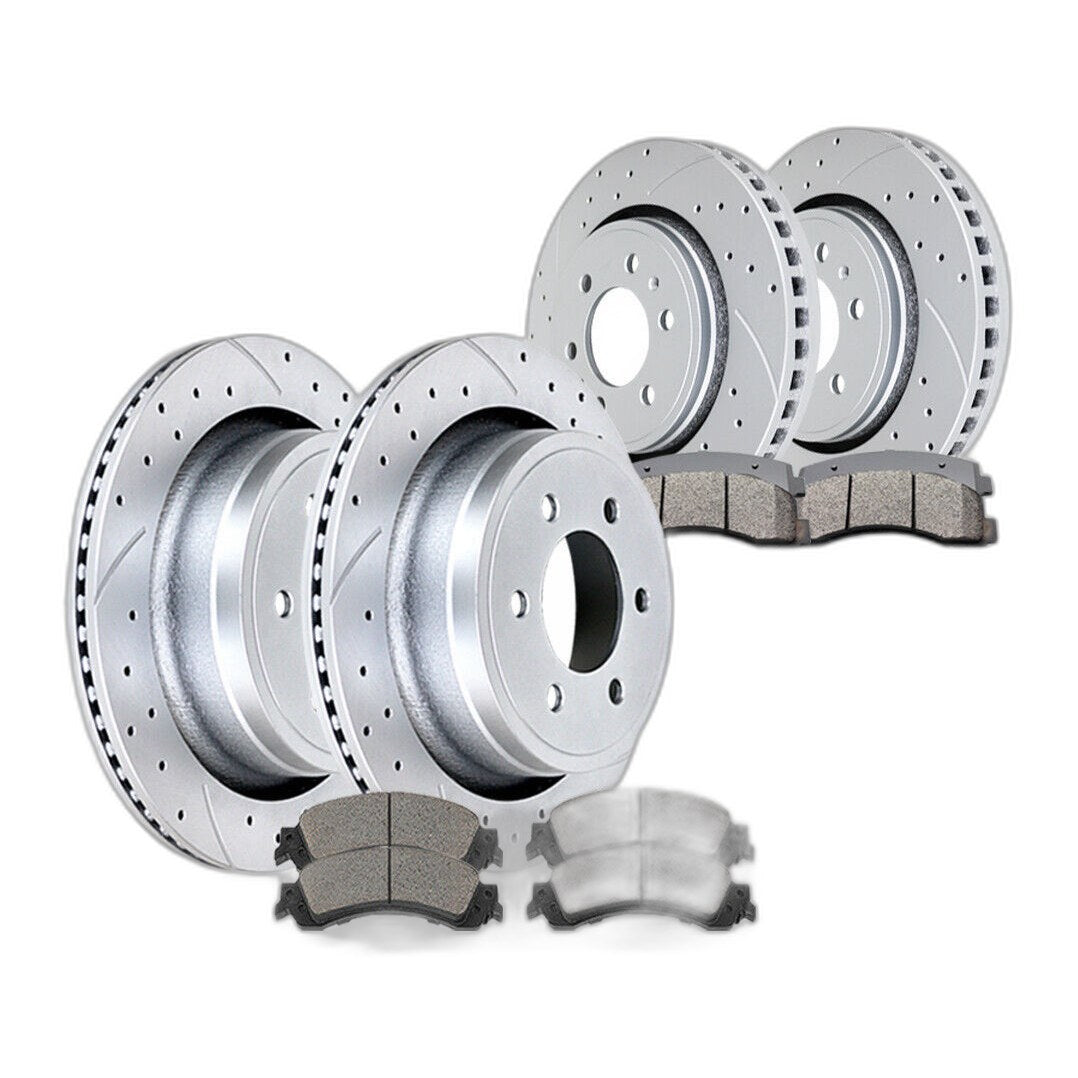 Front Rear Slotted Rotors Brake Ceramic Pads Kit for 2012 2013 - 2020 Ford F-150