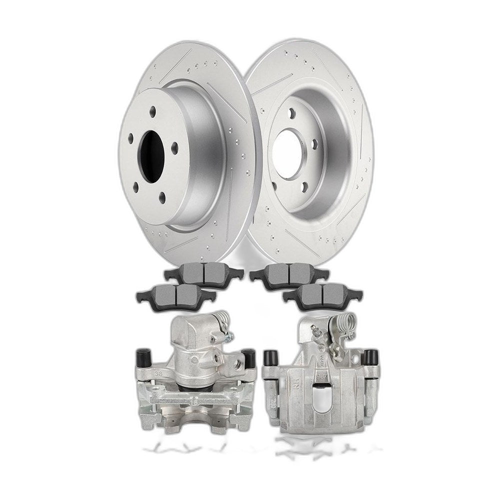 For 2013-2016 Ford Escape Rear Pair Brake Calipers Drilled Rotors w/Bracket Pads