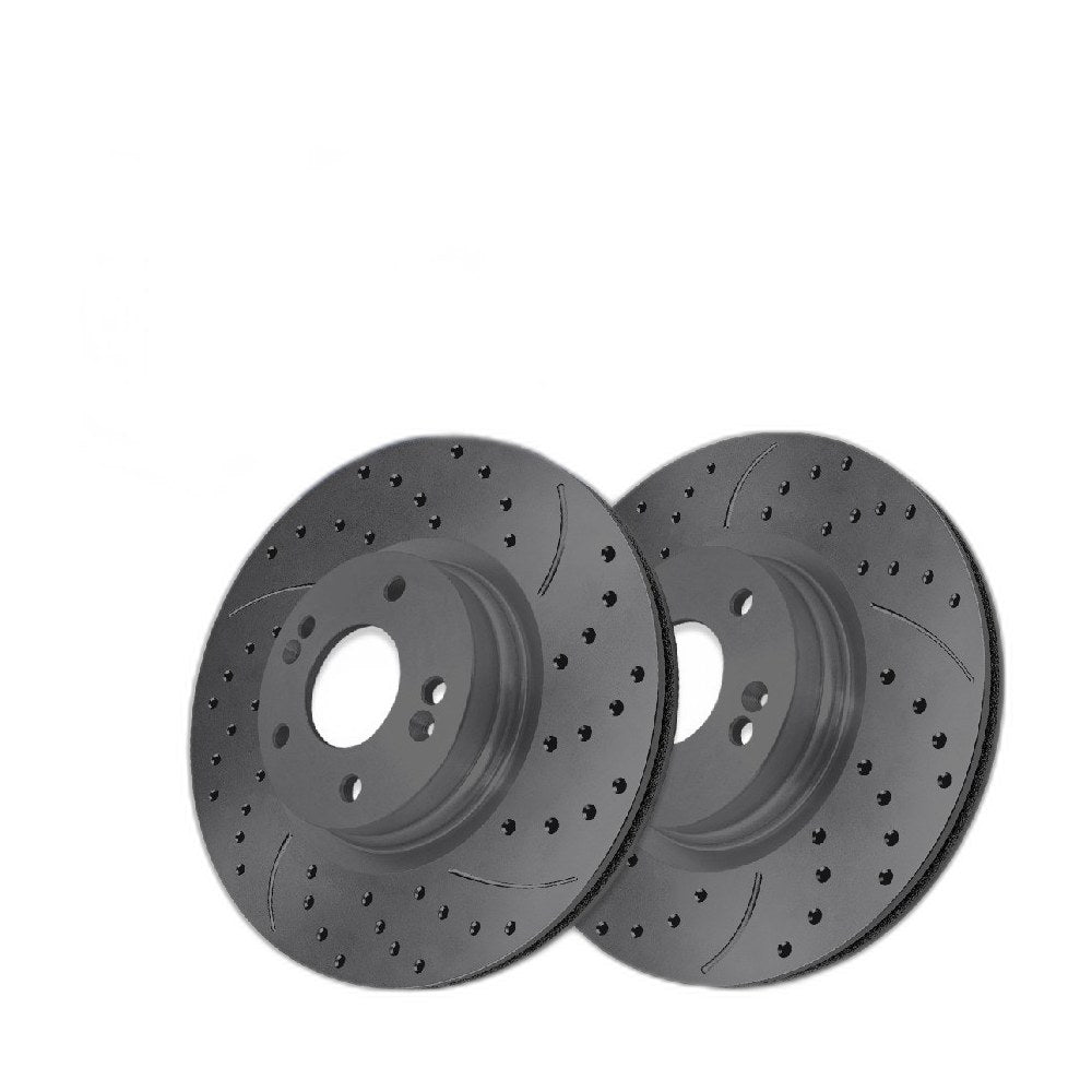 Front Drilled Slotted Brake Rotors Pair for Kia, Soul 2017-2022, FWD L4 1.6L
