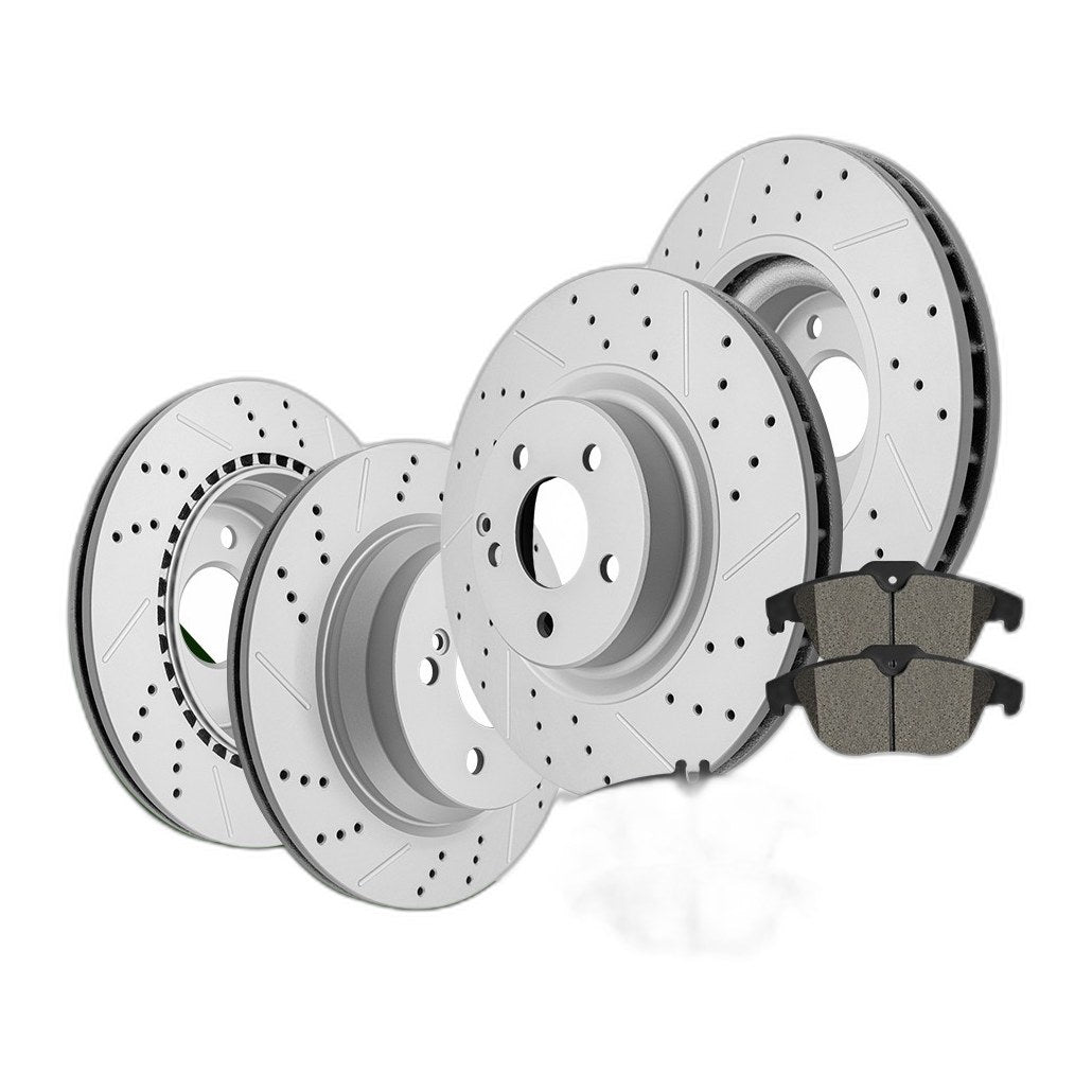 Front Rear Disc Rotors Ceramic Brake Pads Kit for 2009-2015 Mercedes-Benz GLK350