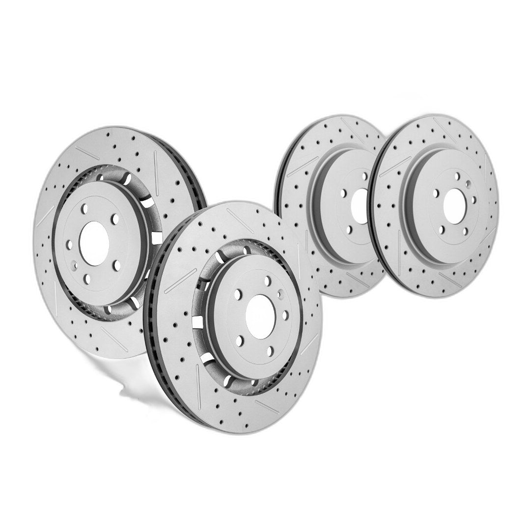 Front Rear Vented Brake Rotors Pads for Ford Explorer Flex w/ Heavy Duty Brakes