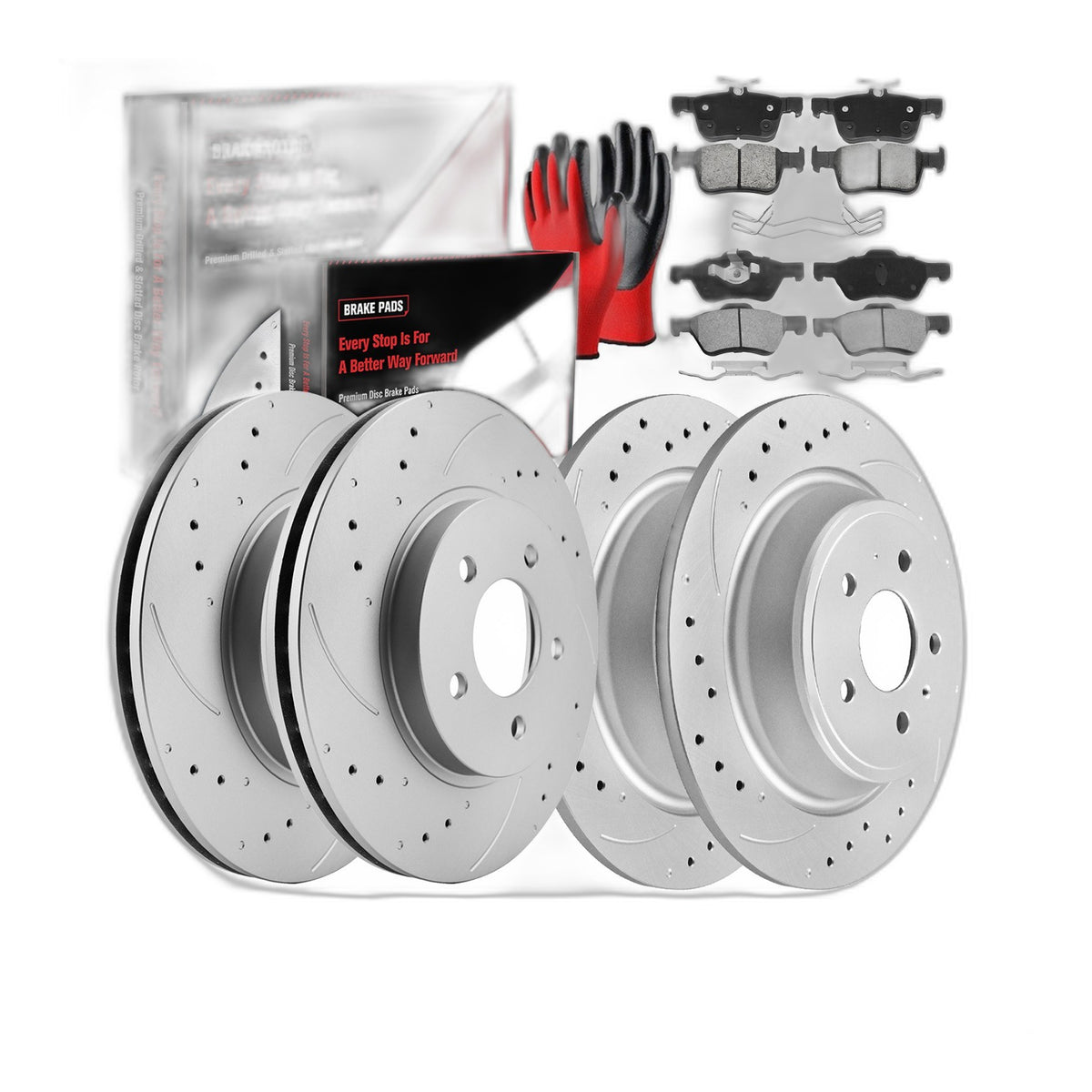Front & Rear Brake Rotors Brake Pads Kit for 2018 2019 Ford Escape 2.0L