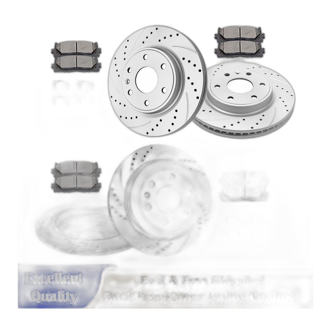 for Enclave Chevy Acadia Traverse 6 Lugs Front Rear Rotors Brakes Pads Kits