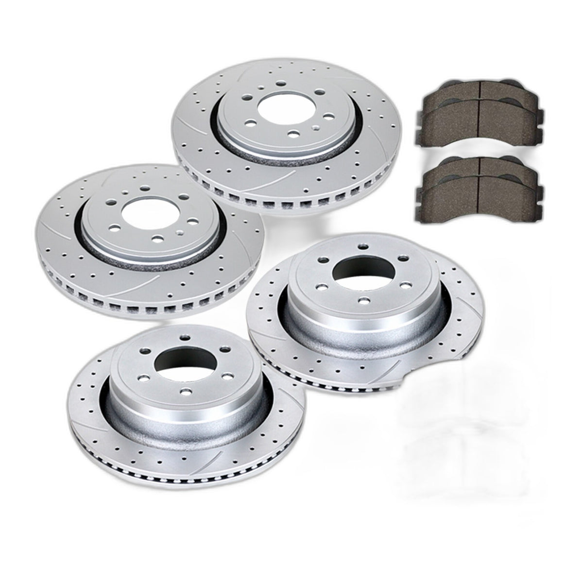 Front Rear Slotted Rotors Brake Ceramic Pads Kit for 2012-2018 Ford F-150 6 Lugs