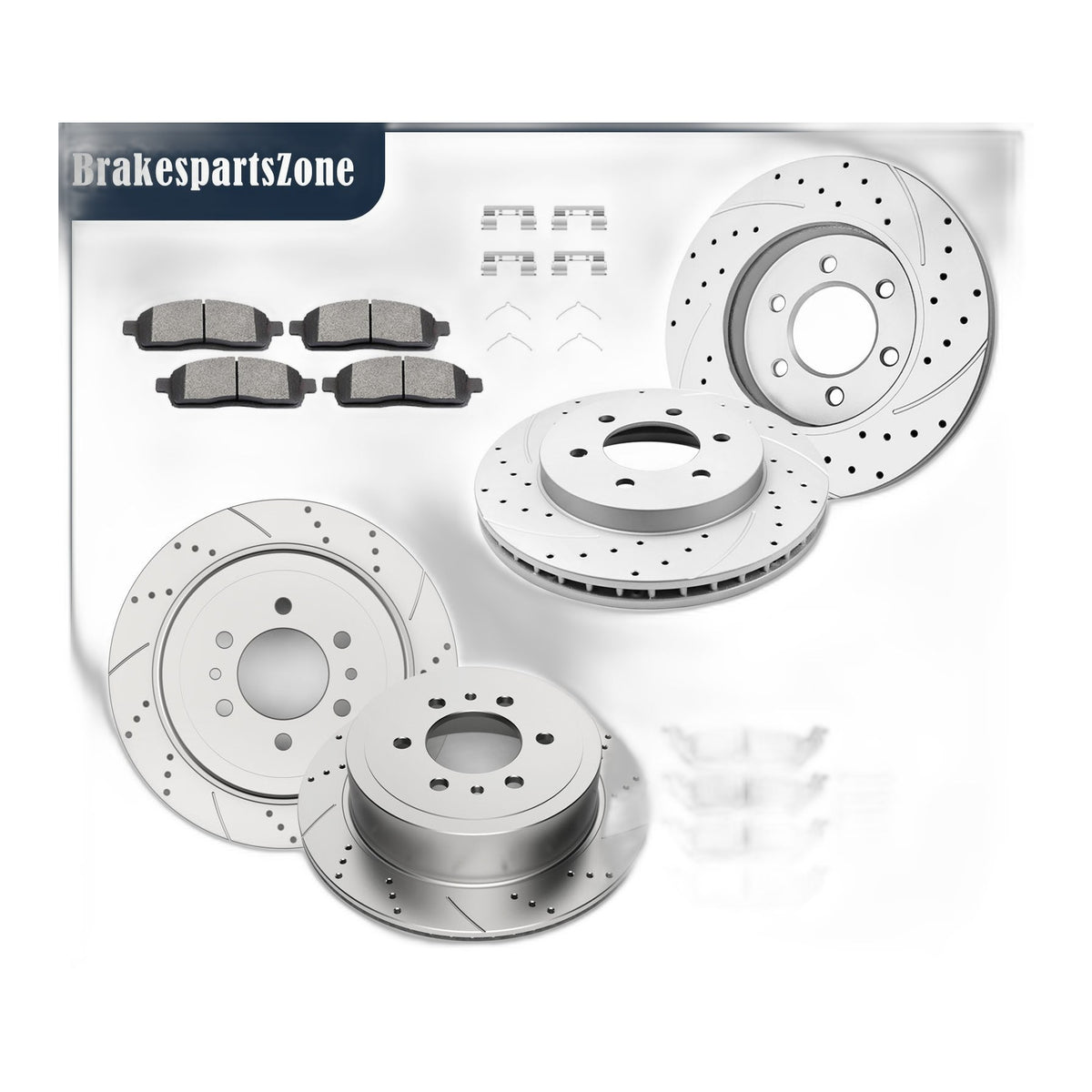 Front and Rear Slotted Disc Brake Rotors Pads Kit for Ford F-150 2004-2008