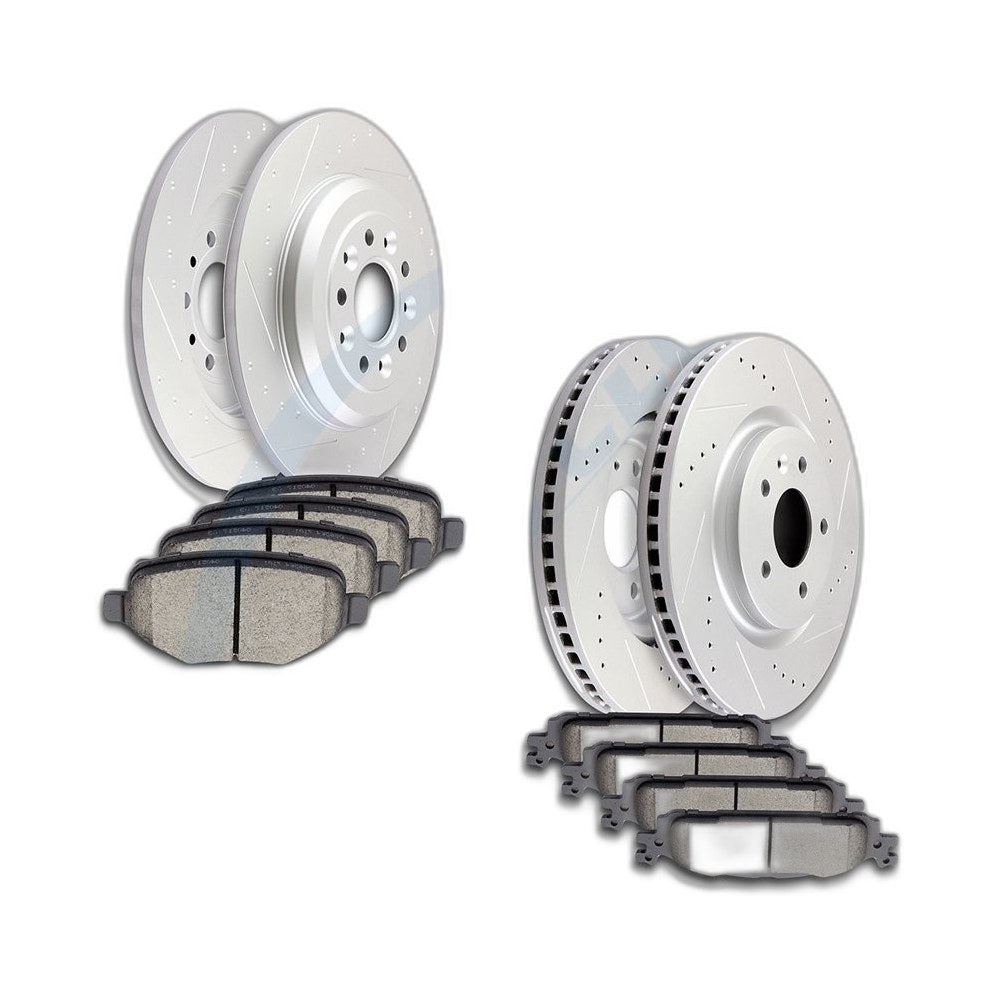 Front + Rear Brake Rotors And Ceramic Pads Kit For Ford Explorer Flex Taurus MKS