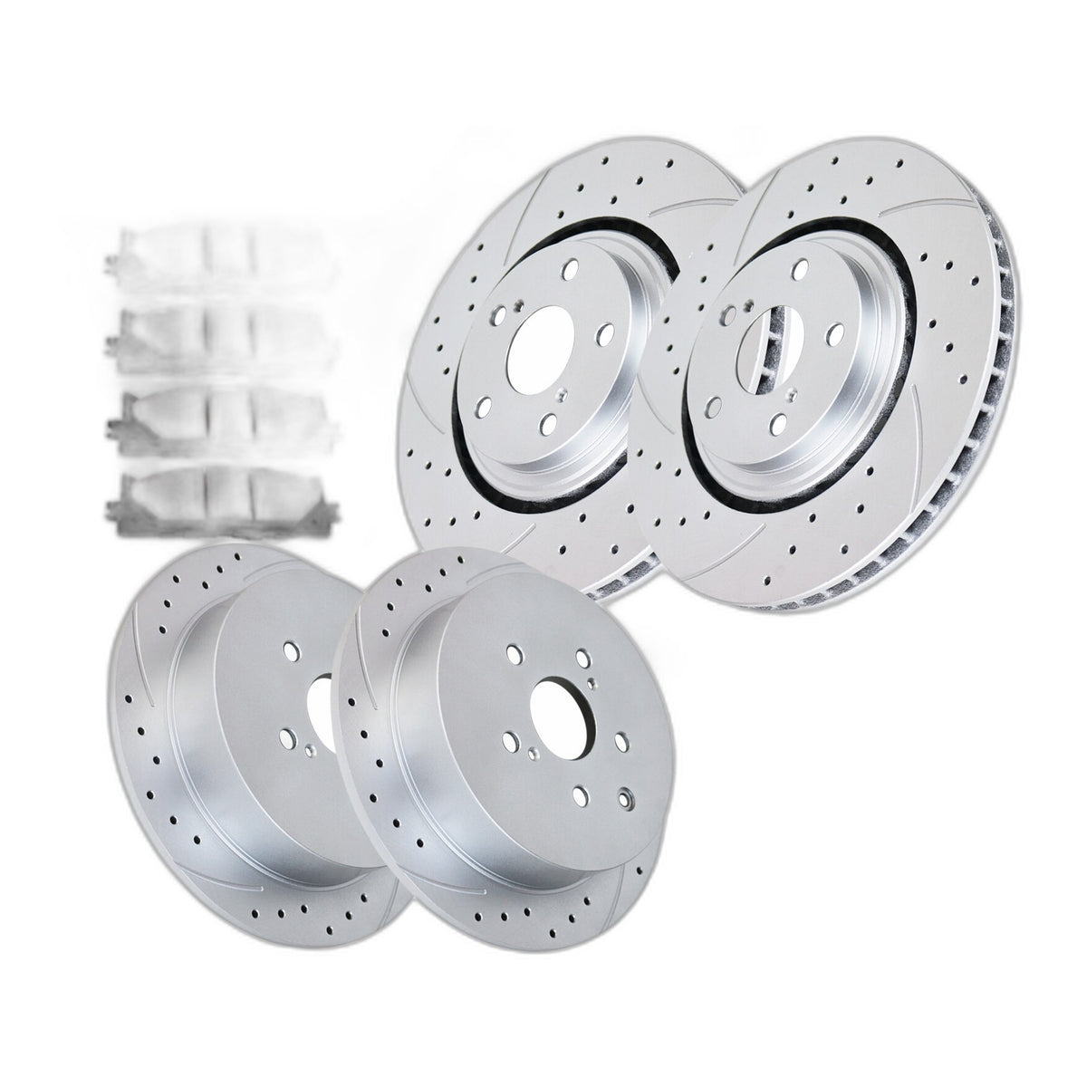 Front Rear Drilled Brake Rotors and Pads Kit for Toyota Sienna Highlander Brakes