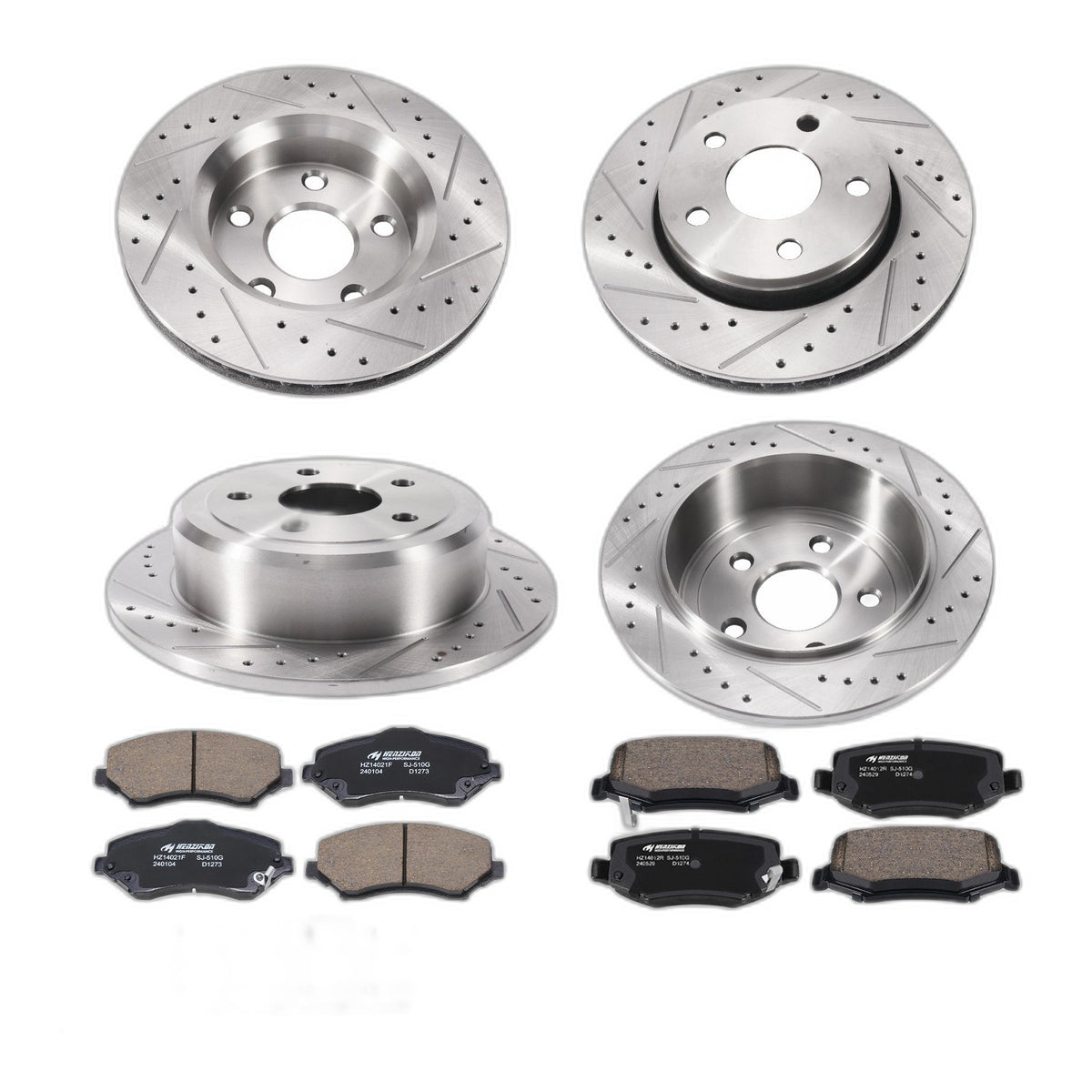 Front Rear Brake Rotors Ceramic Brakes Pads Kit for 2007 - 2017 Jeep Wrangler JK