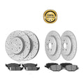Front and Rear Drilled Rotors + Brake Pads for Ford Explorer Taurus Flex MKS MKT