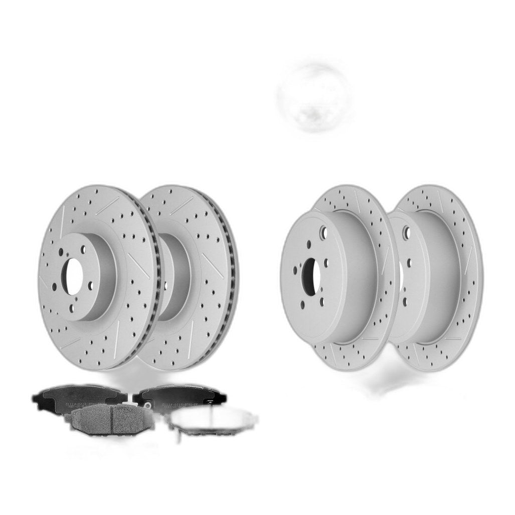 Front Rear Drilled Rotors &Brake Pads for Subaru Forester Legacy Outback Impreza