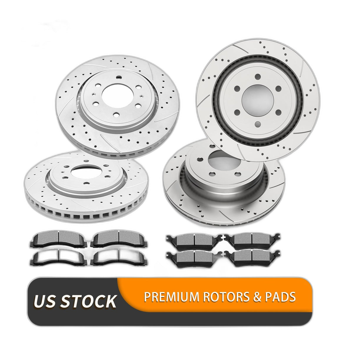 Front and Rear Brake Rotors Pads Kit for Ford F-150 2012-2014 2015-2020 Drilled
