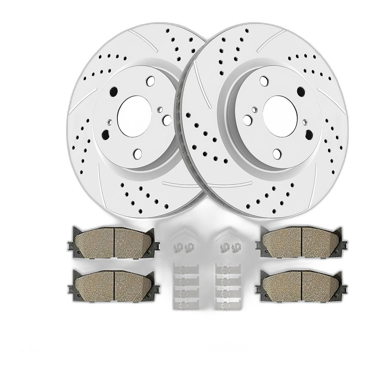 Front Drilled and Slotted Brake Rotors Ceramic Brake Pads Brake Kit Replaceme...