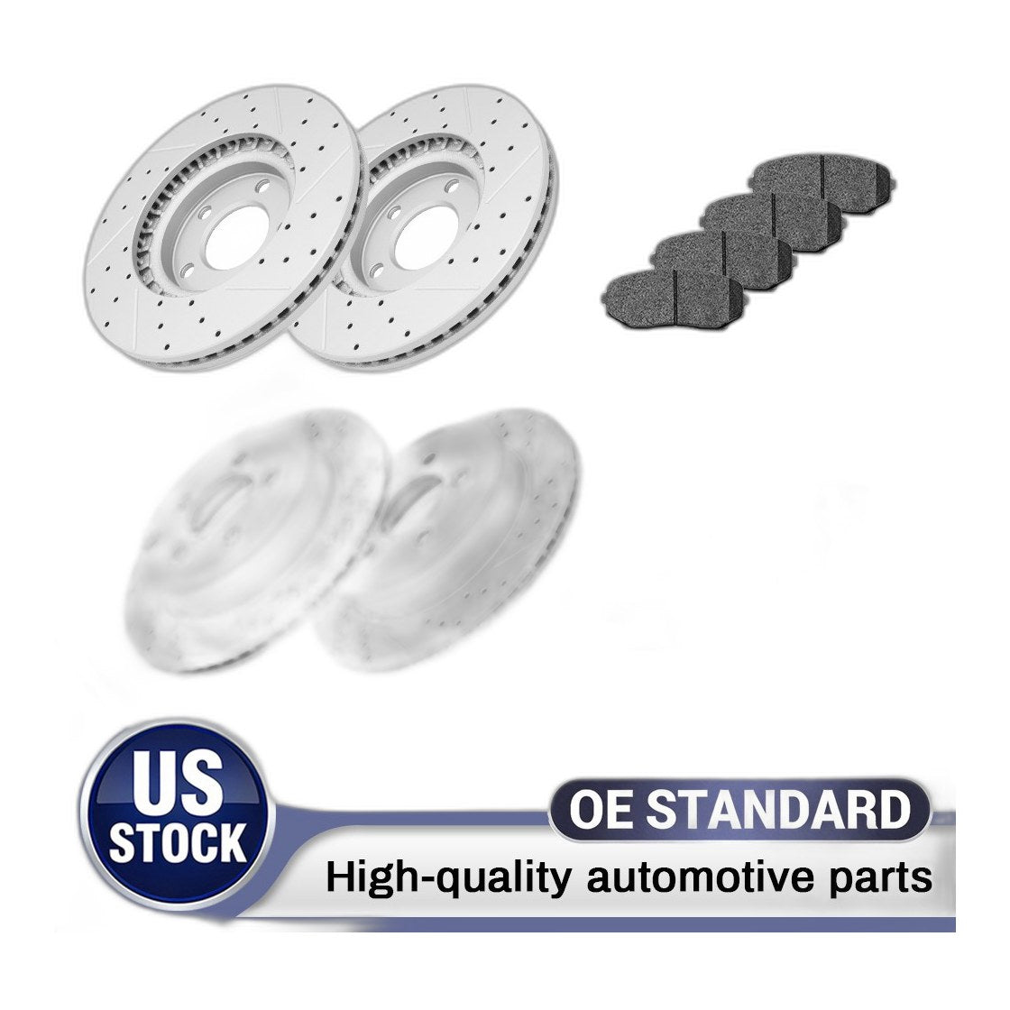 Front Rear Drilled Disc Brake Rotors Ceramic Pads Kit for Ford Edge Lincoln Mkx⭐