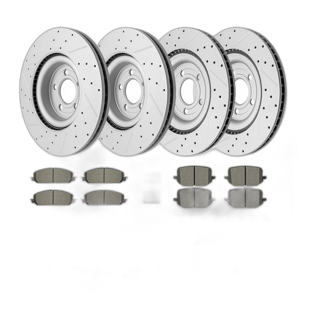 Front & Rear Drilled Brake Rotors Pads Kit for Ford Explorer Lincoln Aviator