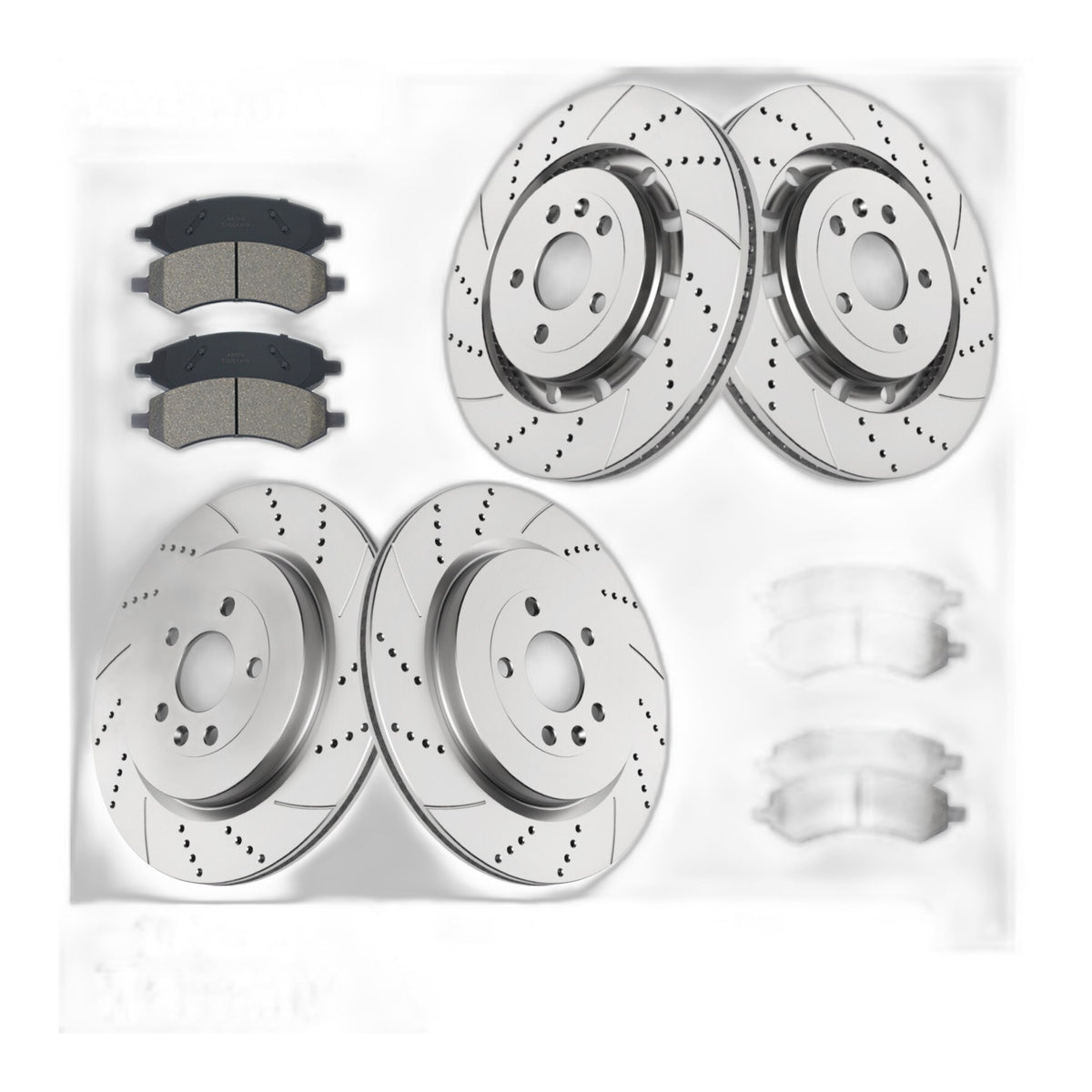 Front Rear Brake Rotors Pads for Ford Explorer Flex Taurus Drilled Slotted