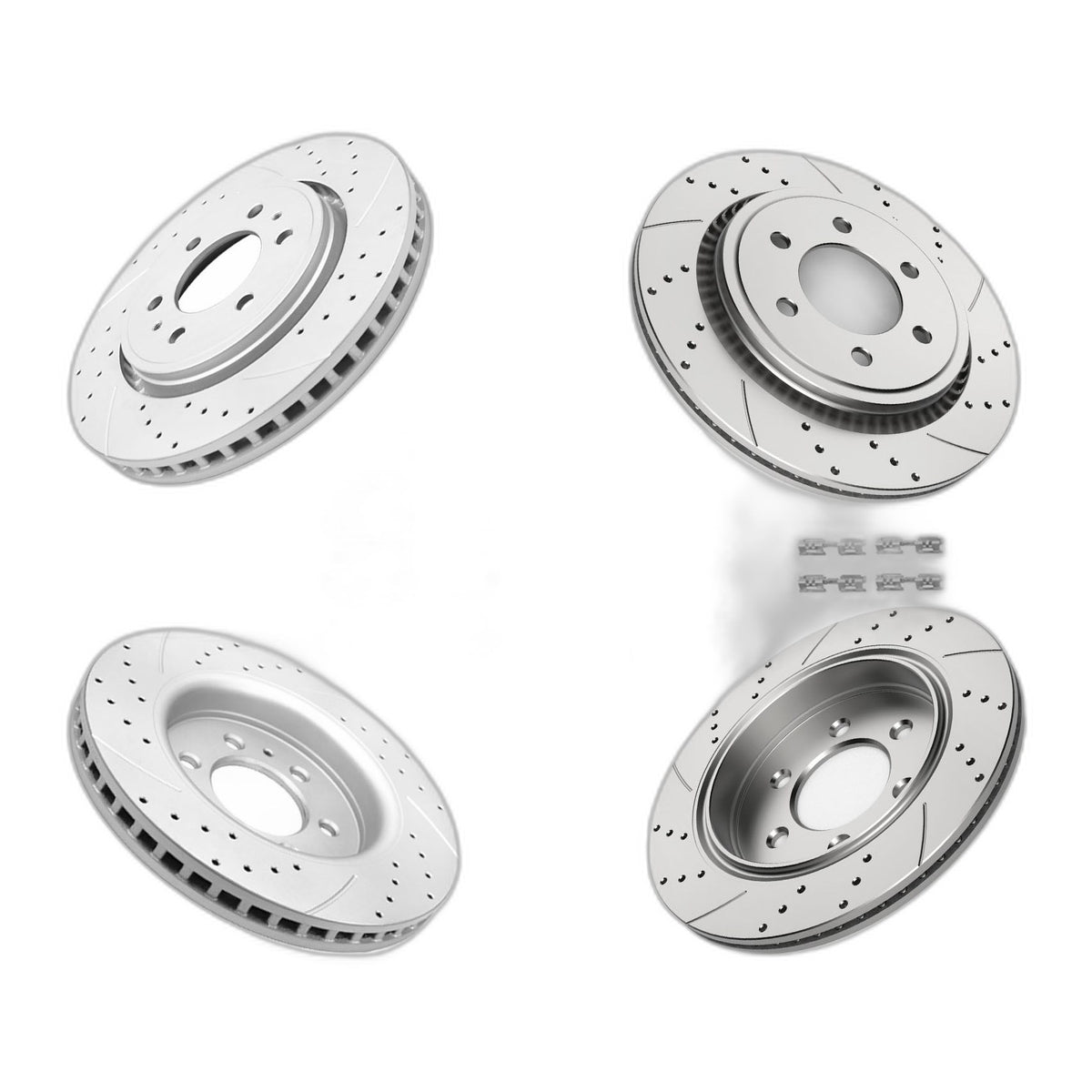for 15-17 Ford F-150 Front Rear Drilled Brake Rotors Ceramic Brakes Pads Kit