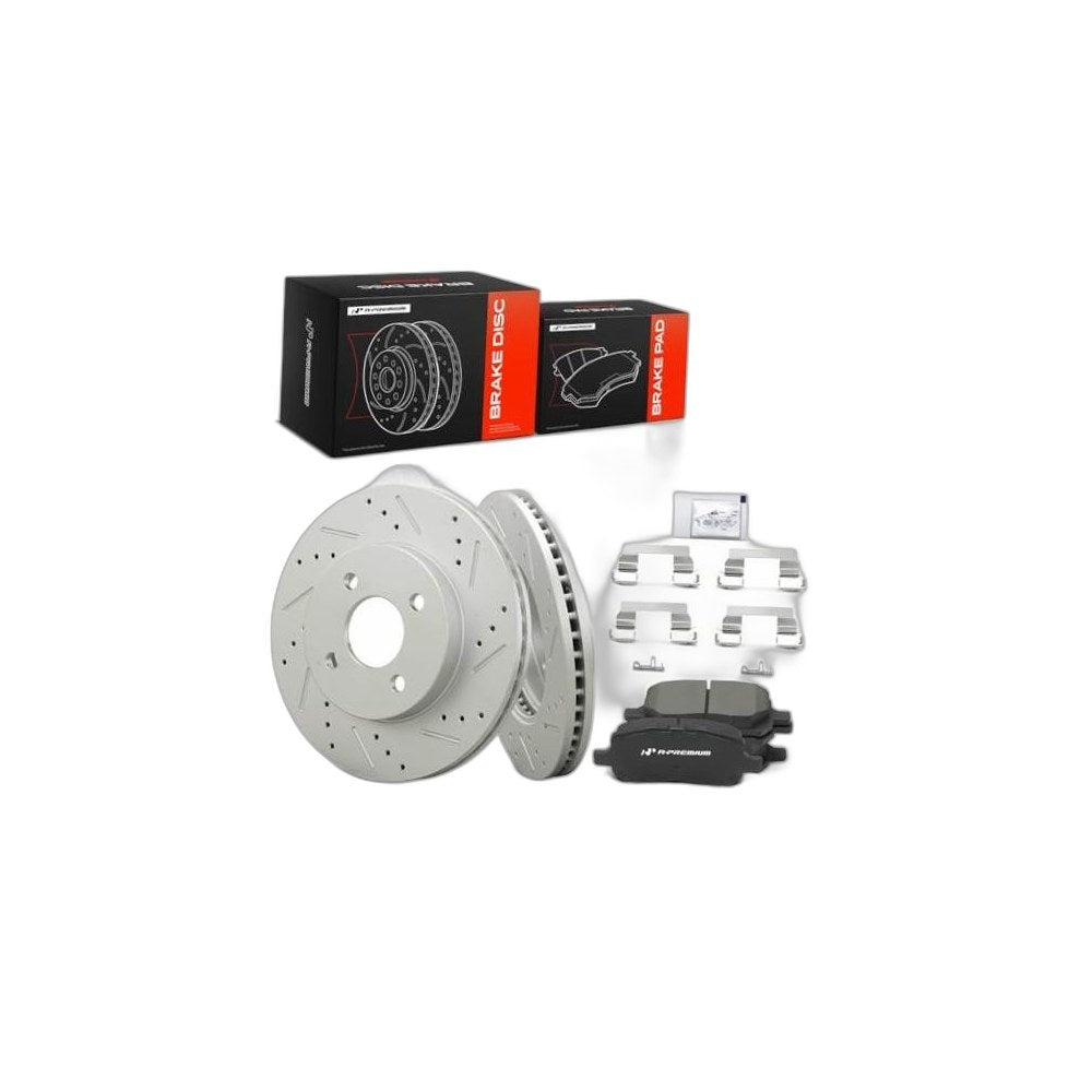 10.08 inch (256mm) Front Brake Rotors & Ceramic Pads Kit, 6-Pack