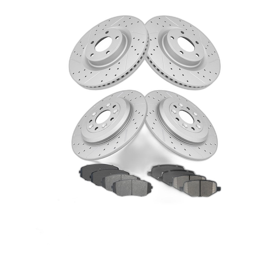 Front & Rear Brake Rotors Ceramic Brake Pads For 2011 2012 Ford Edge Lincoln Mkx