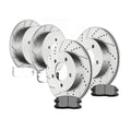 10pc 4WD Front Rear Drilled Brake Rotors Brakes Pads for 1999 - 2003 Ford F-150