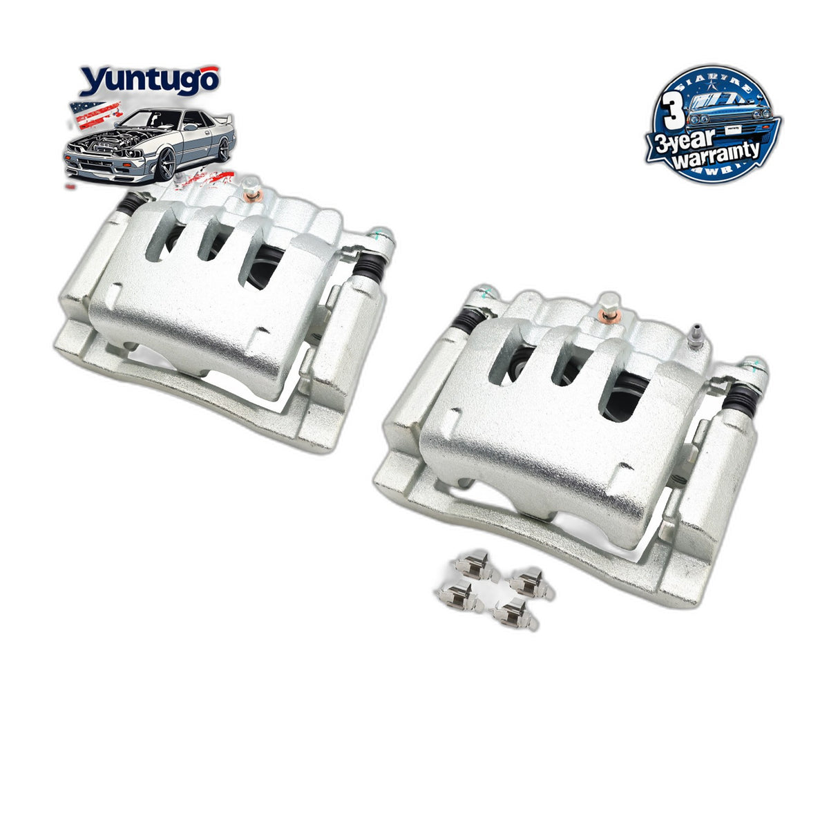 Pair Rear Brake Calipers w/ Brackets For 2008-12 Ford F-250 F-350 Super Duty