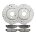 Front Drilled Rotors Ceramic Brake Pads for Ford Explorer Flex Taurus MKT MKS