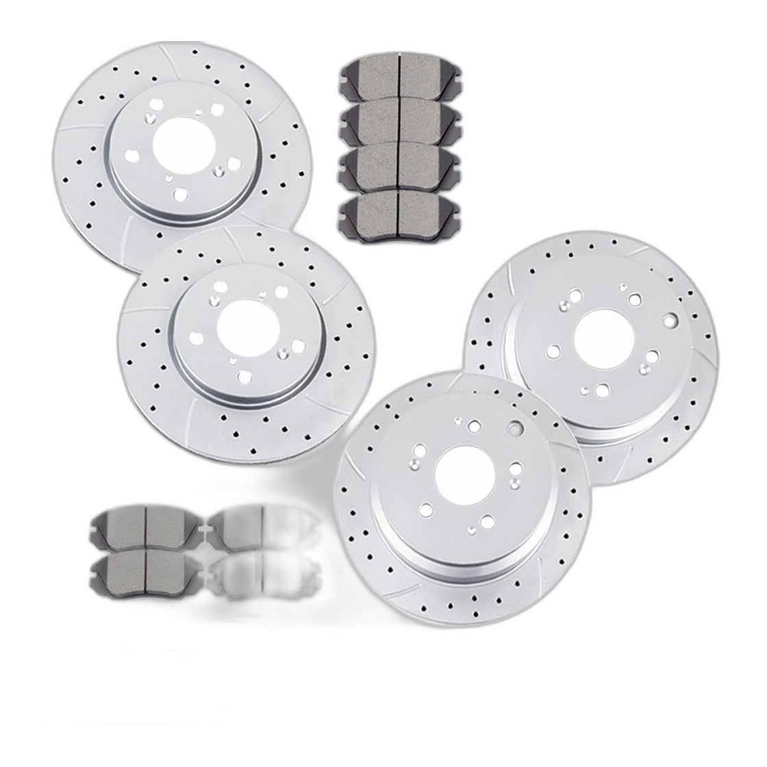 Front Rear Drilled Rotors Disc Brake Pads Kit Brakes for Honda Odyssey 2005-2010
