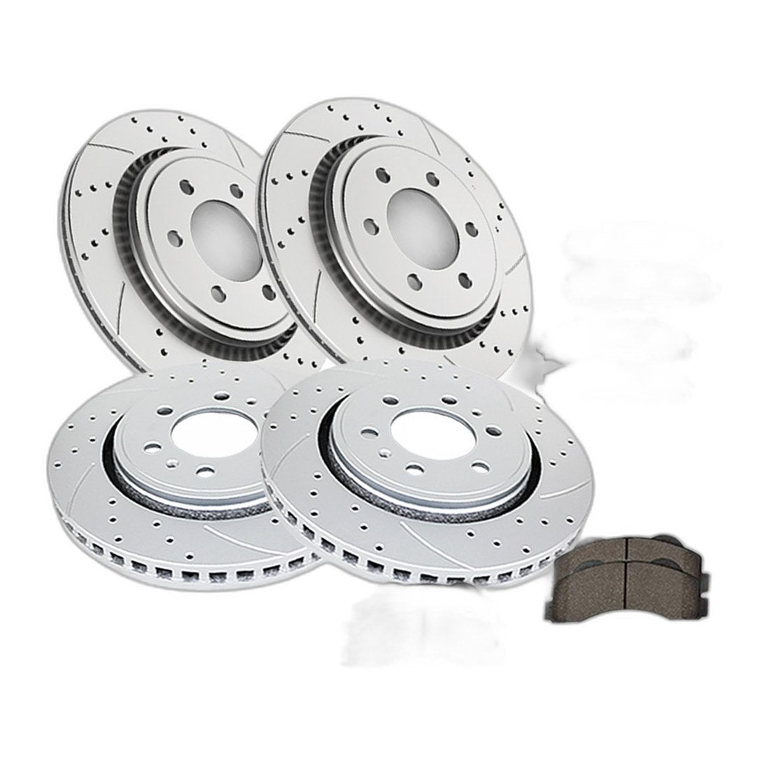 Front Rear Drilled Brake Rotors Discs Brakes Pads Kits Fit 2015-2017 Ford F-150