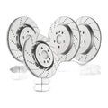 Front Rear Drilled Rotors Brake Pad Kits Fit Ford Explorer Flex Lincoln MKS MKT