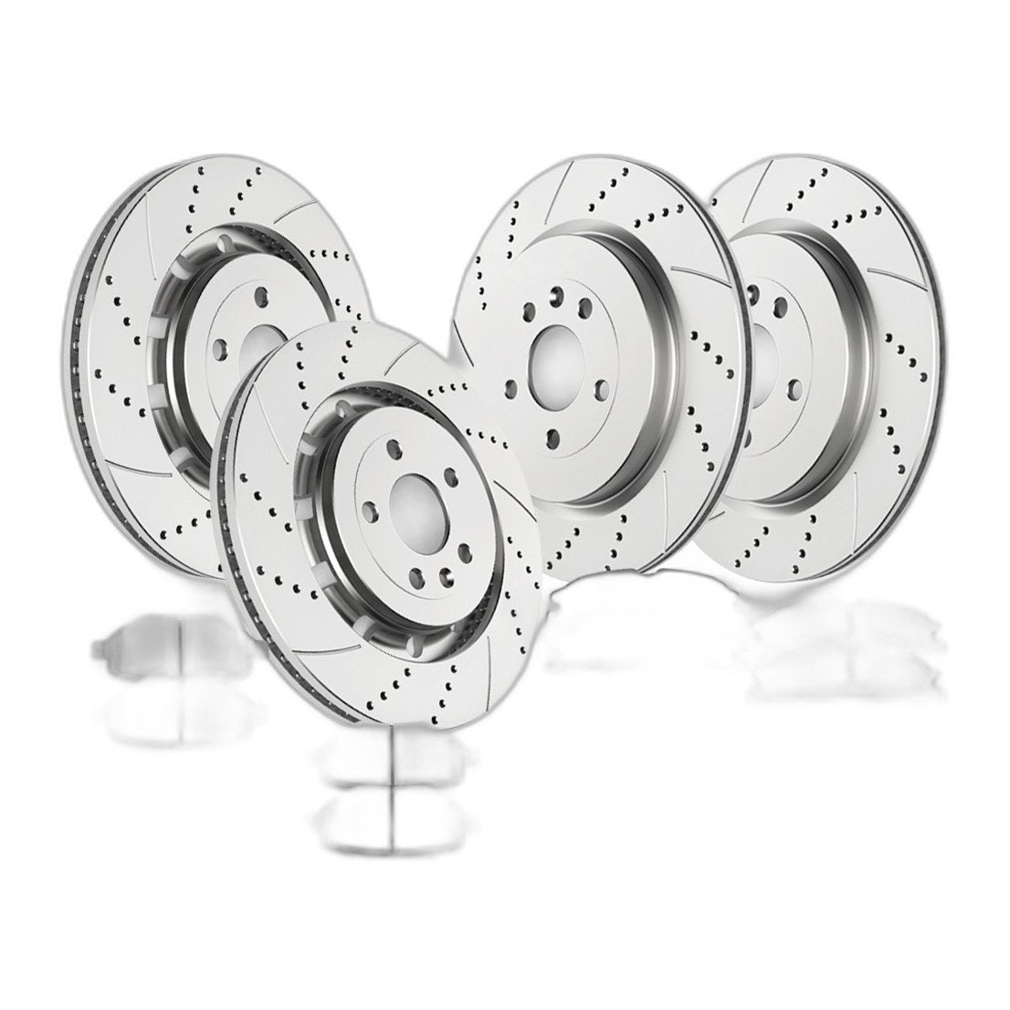 Front Rear Drilled Rotors Brake Pad Kits Fit Ford Explorer Flex Lincoln MKS MKT