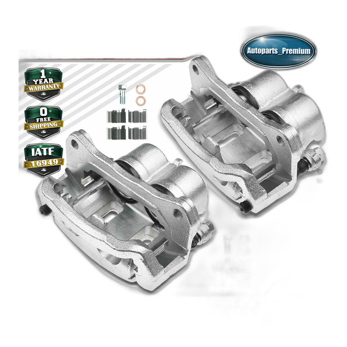 Pair Front Side Disc Brake Caliper with Bracket for Ford Edge Mazda CX-9 Lincoln