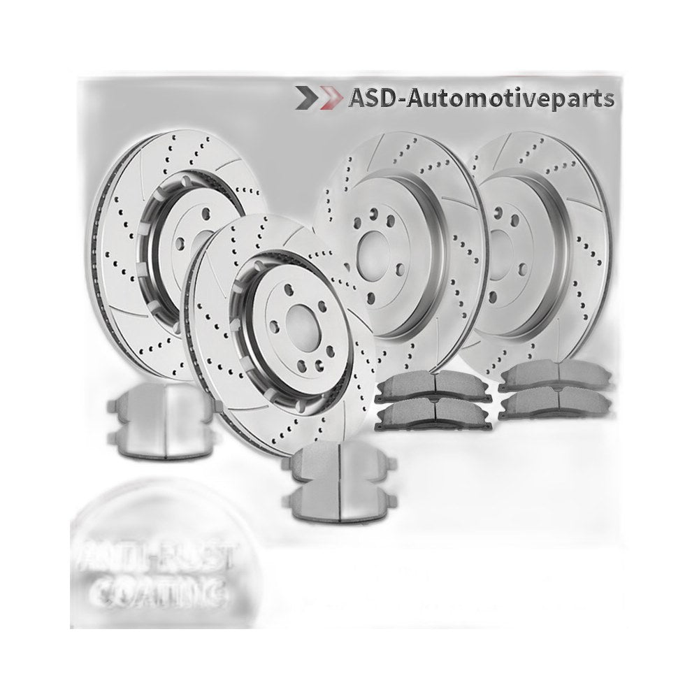 Front Rear Drilled Rotors Brake Pads Kit for Ford Explorer Flex Lincoln MKS MKT