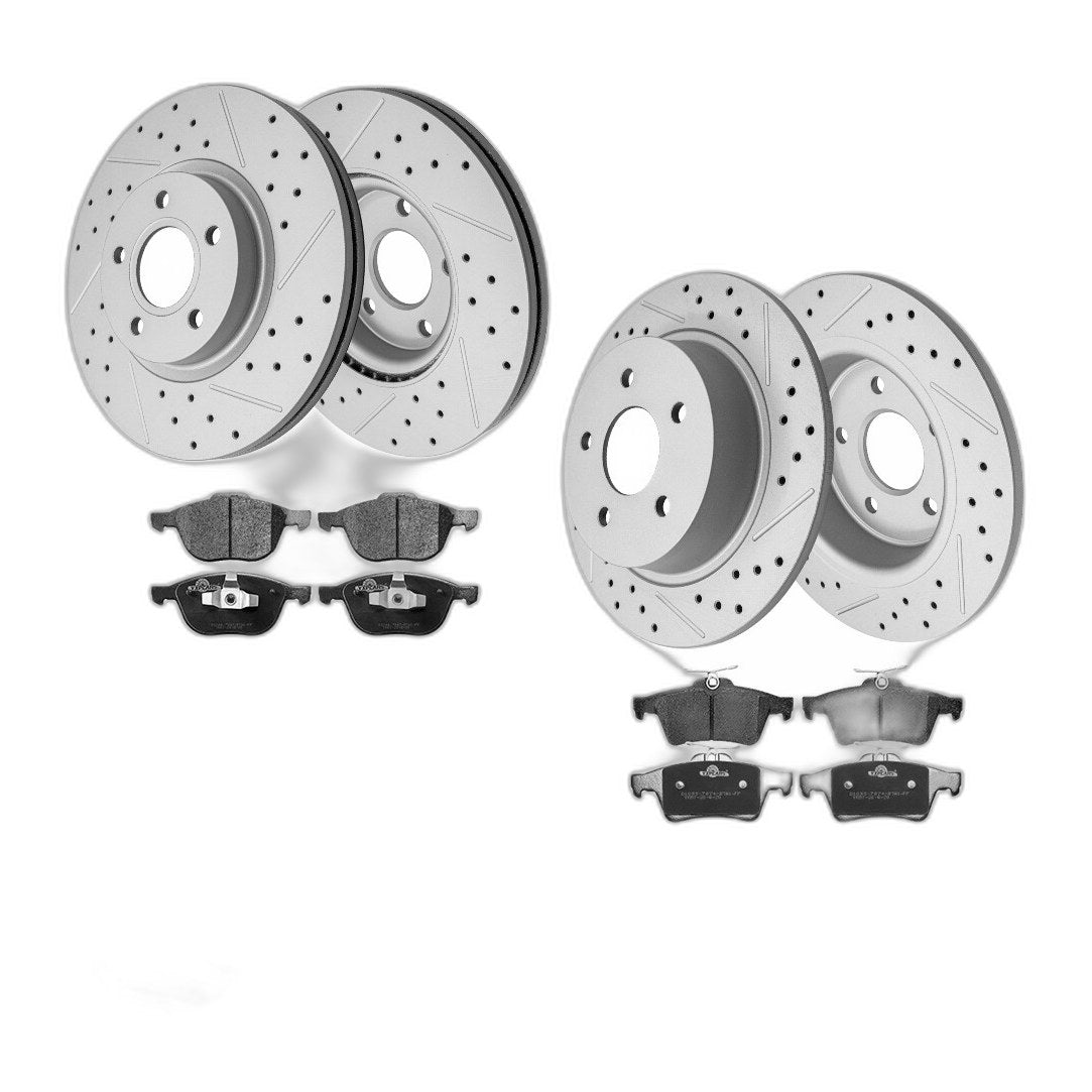 Front Rear Disc Rotors Ceramic Brake Pads For Ford Escape 1.6L FWD and 2.5L All