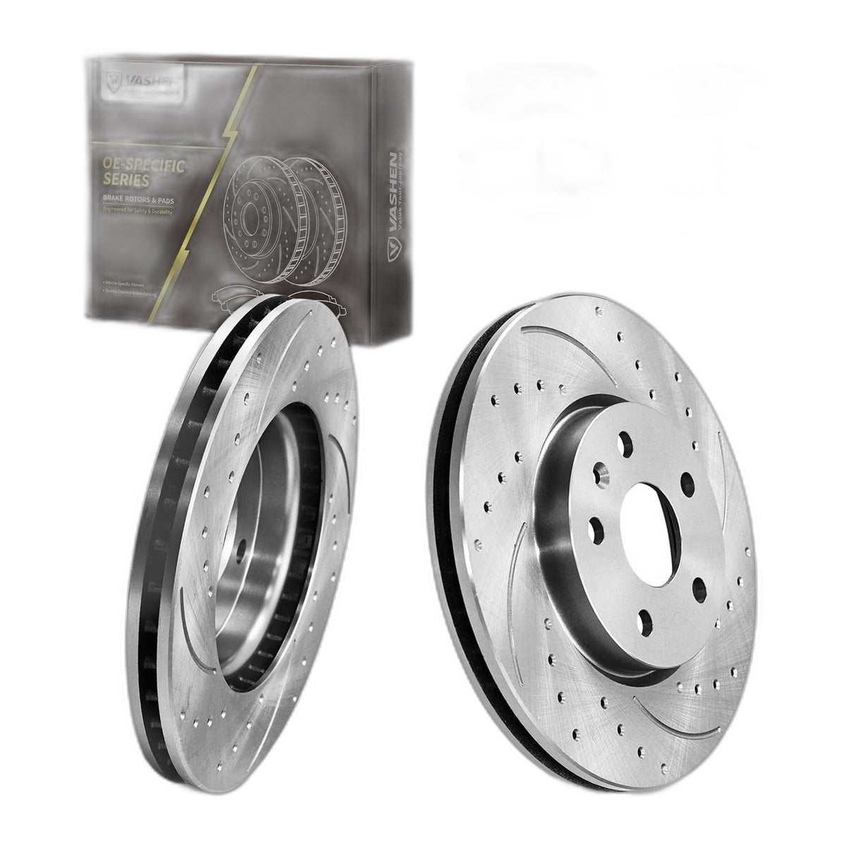 Front Brake Kit Drilled Slotted Rotors Brake Pads for 2010-2016 Buick LaCrosse