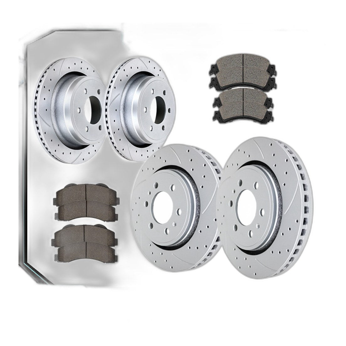Front Rear Drilled Brake Rotors and Pads Kits for 2010 2011 Ford F-150 6 Lugs