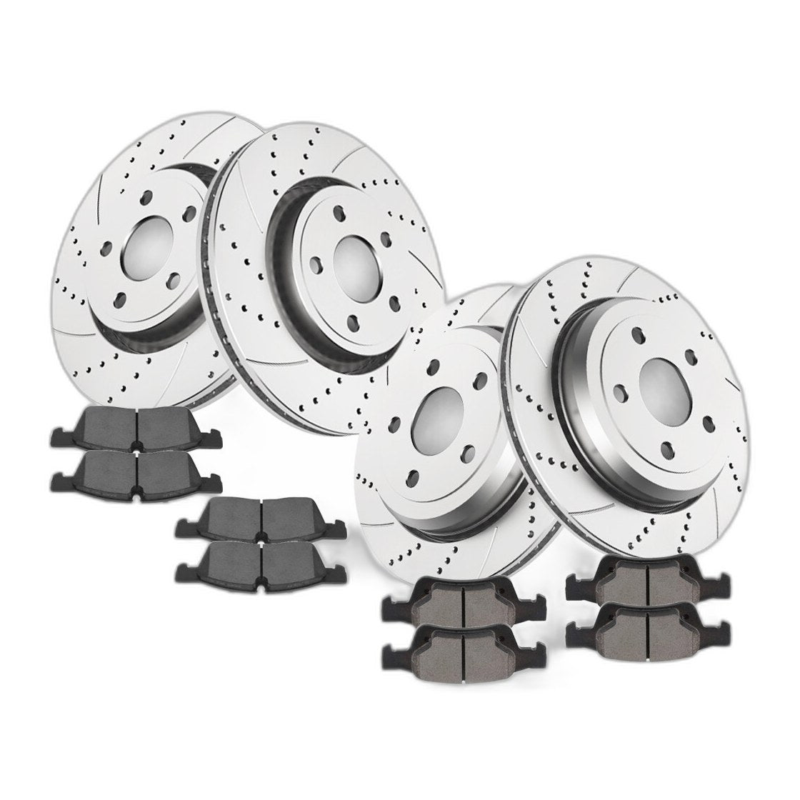 13.78 inch Front Rear Drilled Rotors Brake Pads for Grand Cherokee Dodge Durango