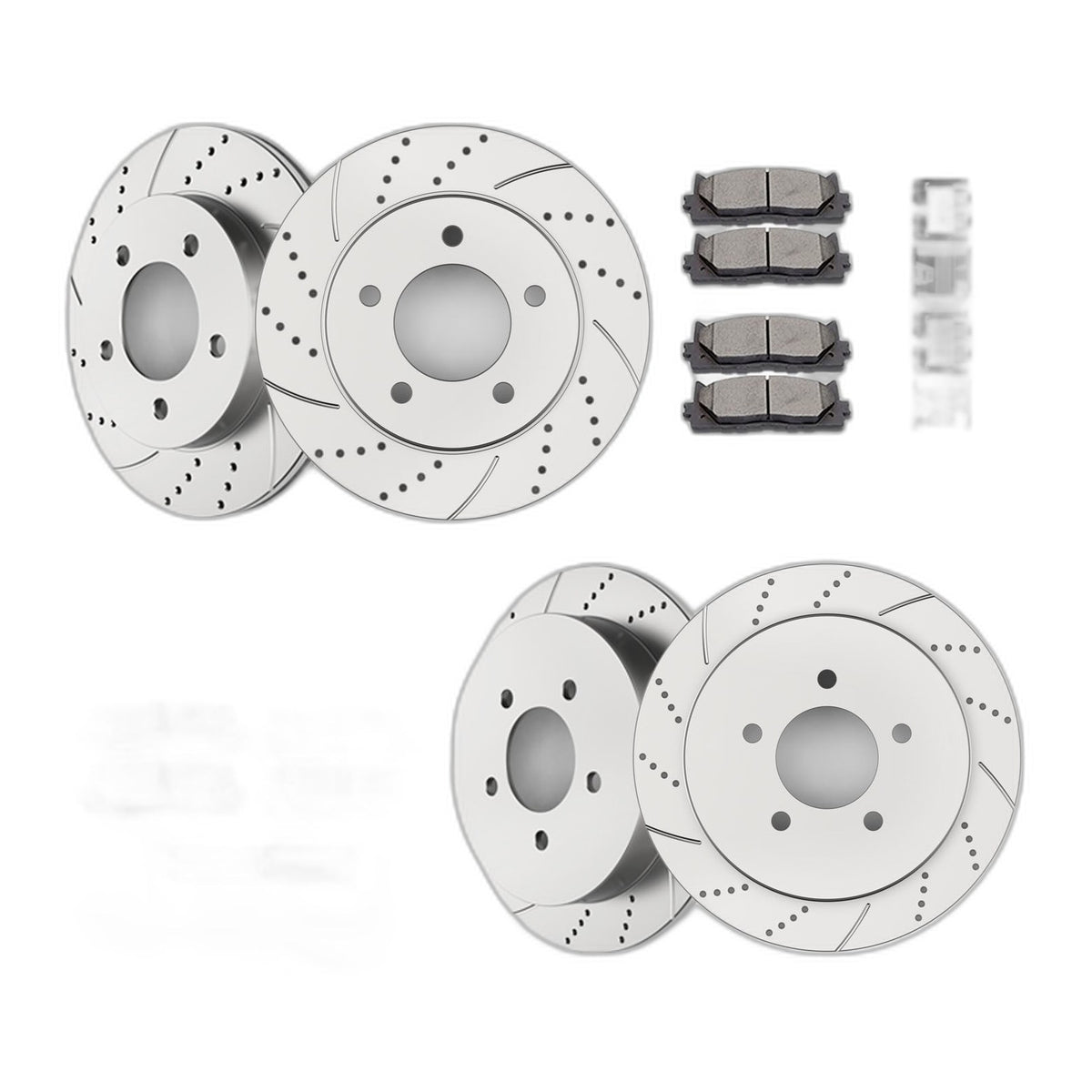 Front Rear Drilled Brake Rotors and Pads Kit For 1999 - 2003 Ford F-150 10pc 4WD