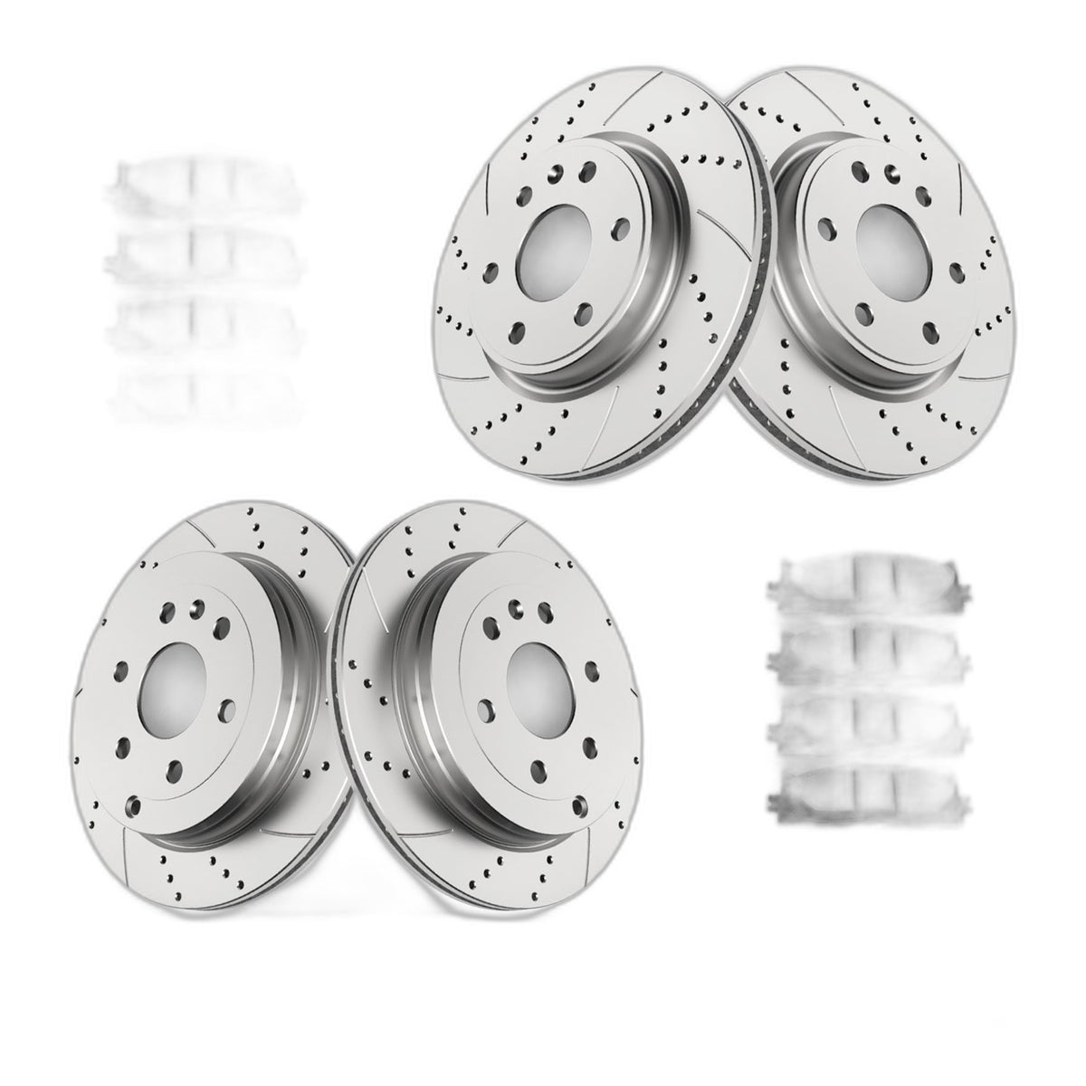 Front Rear Brake Rotors Pads Kits for Chevrolet Traverse GMC Acadia Drilled